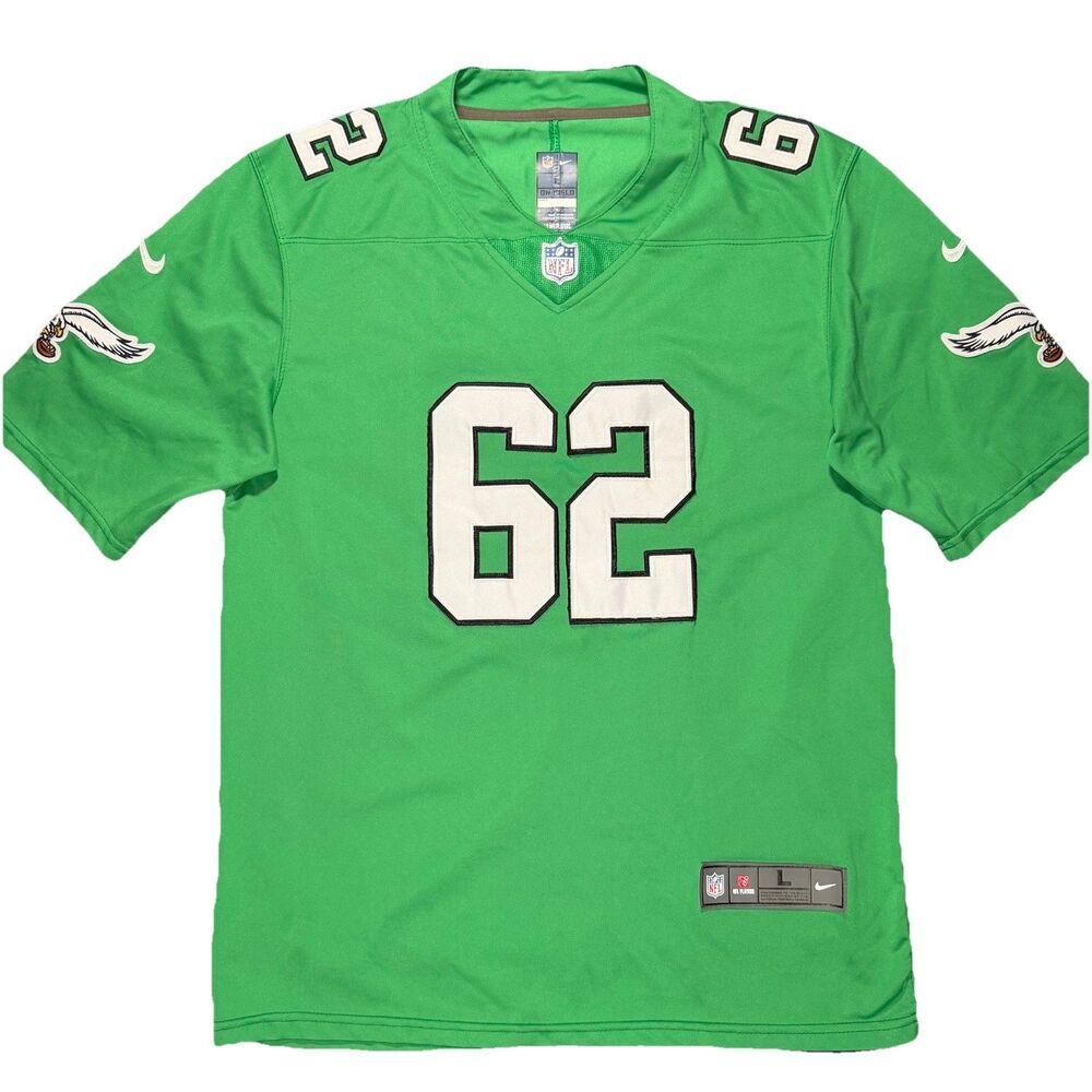 NFL Philadelphia Eagles Jason Kelce #62 Jersey Size L Nike On Field Kelly Green